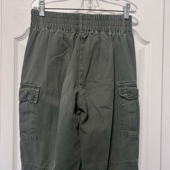 Forever 21- Size Small Jrs.  Army Green Cargo Cotton Pants-Side Pockets-Elastic - Picture 11 of 13